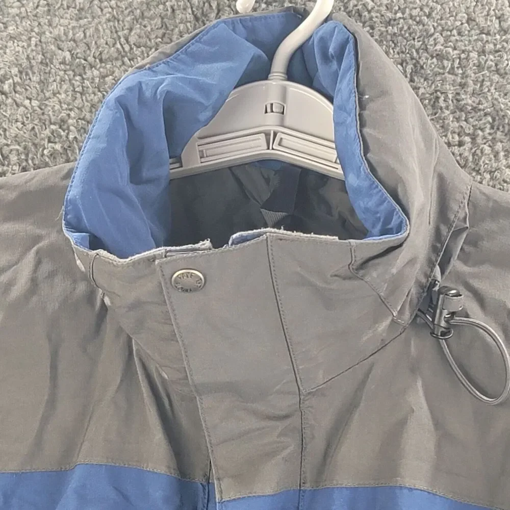 North Face Hyvent Jacket Blue Gray Mens Medium Winter Coat Hoodie Full Zip Nylon